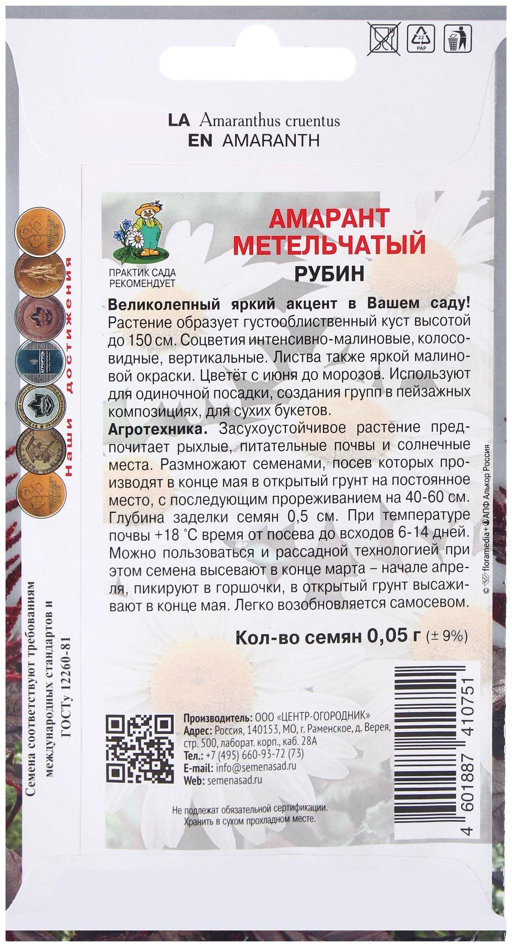 Семена цветов Амарант метельчатый 