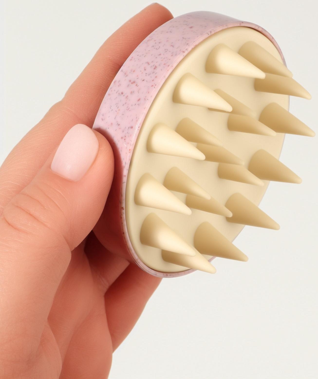 Щётка-массажёр для мытья головы, 7.5×7.5×6.5 см, розовая