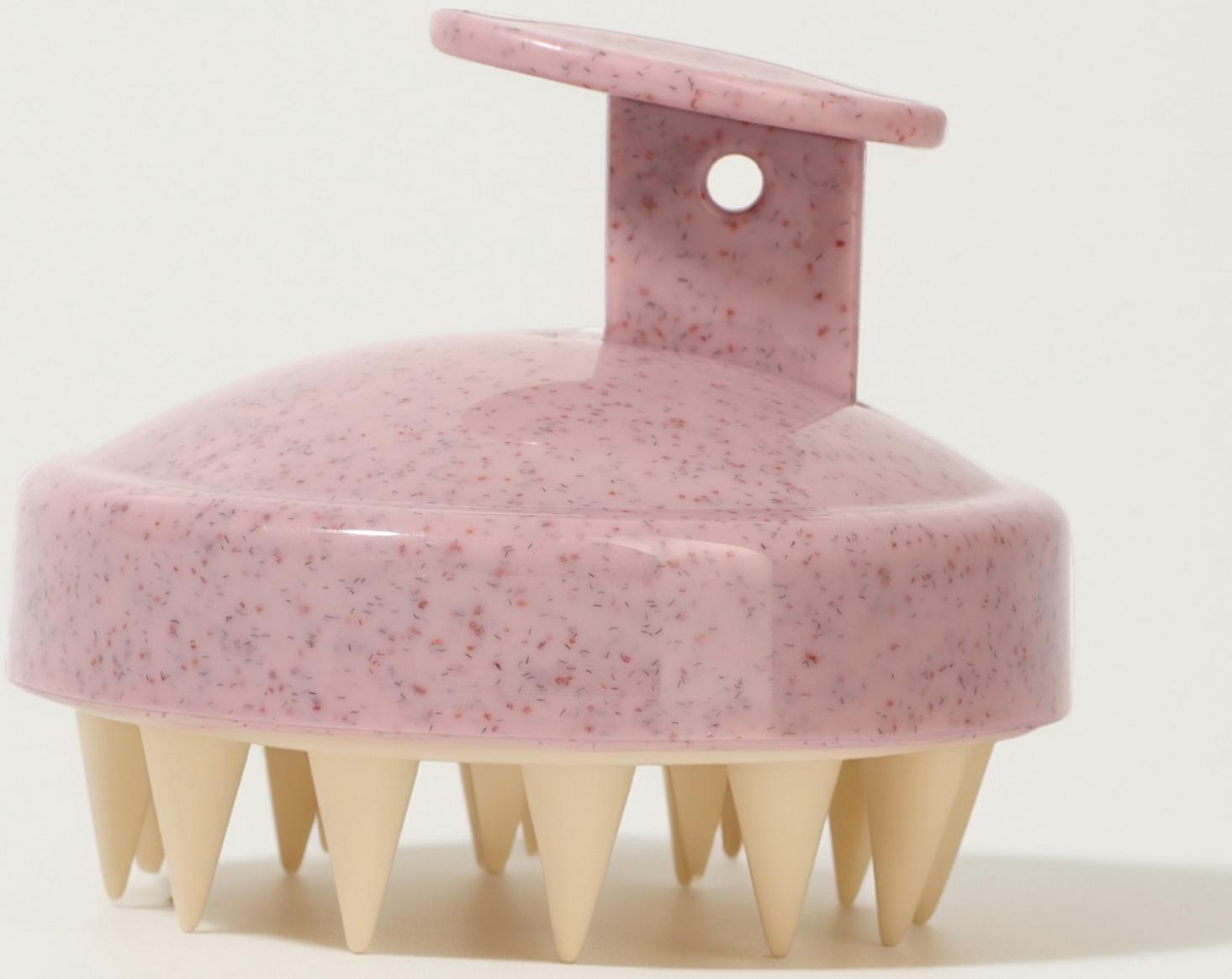 Щётка-массажёр для мытья головы, 7.5×7.5×6.5 см, розовая