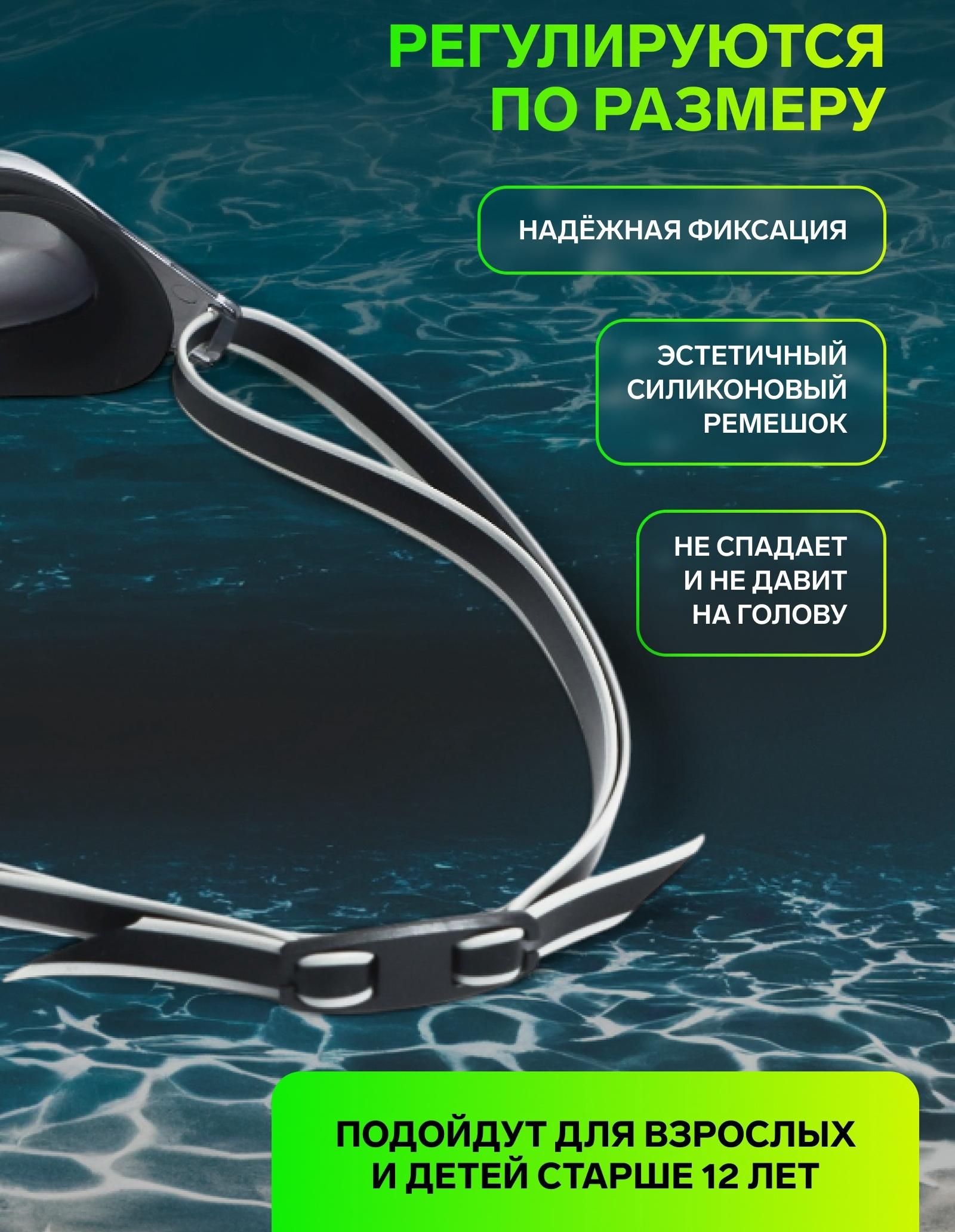 Очки для плавания ONLYTOP, набор носовых перемычек, чёрные, зеркальные