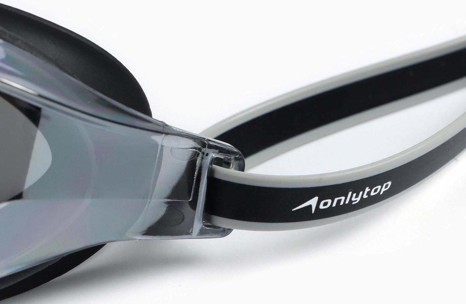Очки для плавания ONLYTOP, набор носовых перемычек, чёрные, зеркальные