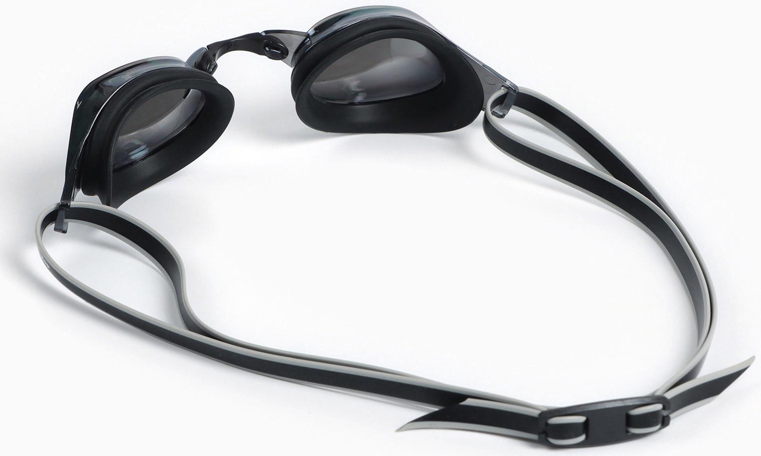 Очки для плавания ONLYTOP, набор носовых перемычек, чёрные, зеркальные