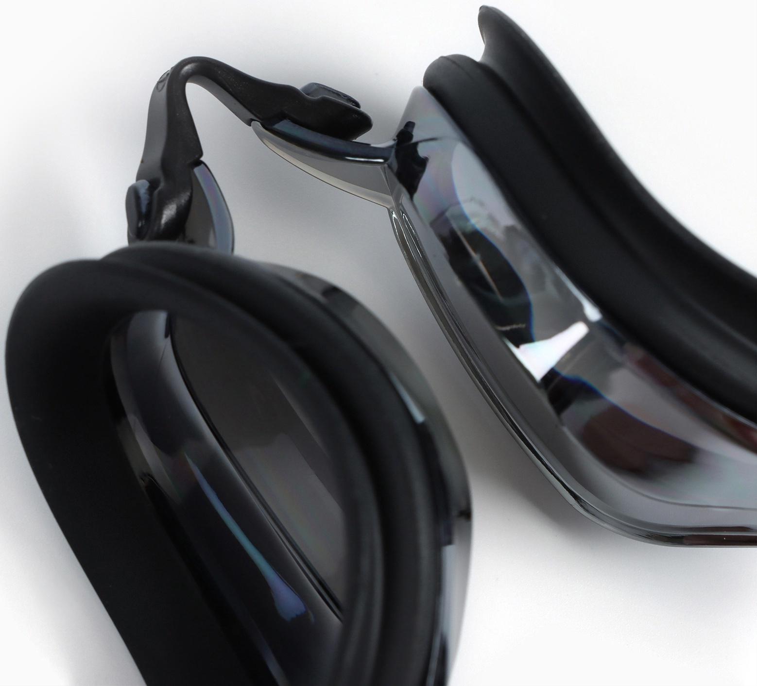 Очки для плавания ONLYTOP, набор носовых перемычек, чёрные, зеркальные