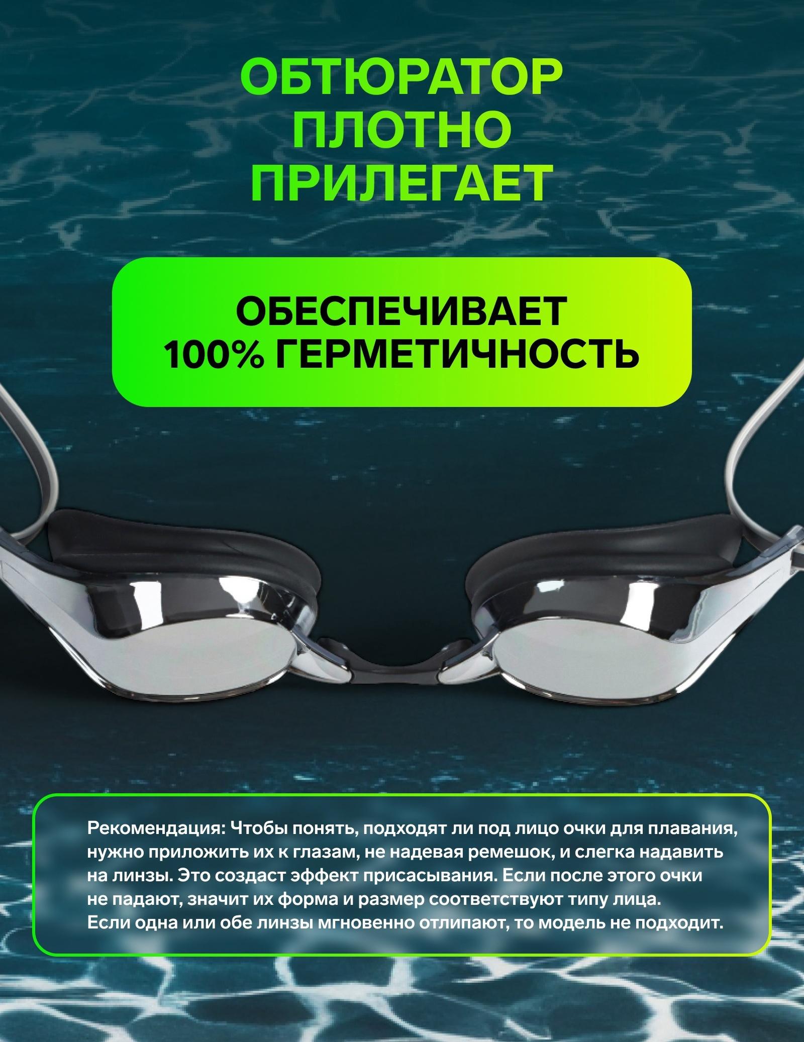 Очки для плавания ONLYTOP, набор носовых перемычек, чёрные, зеркальные