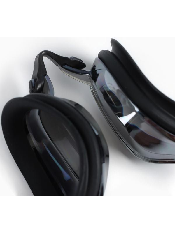 Очки для плавания ONLYTOP, набор носовых перемычек, чёрные, зеркальные