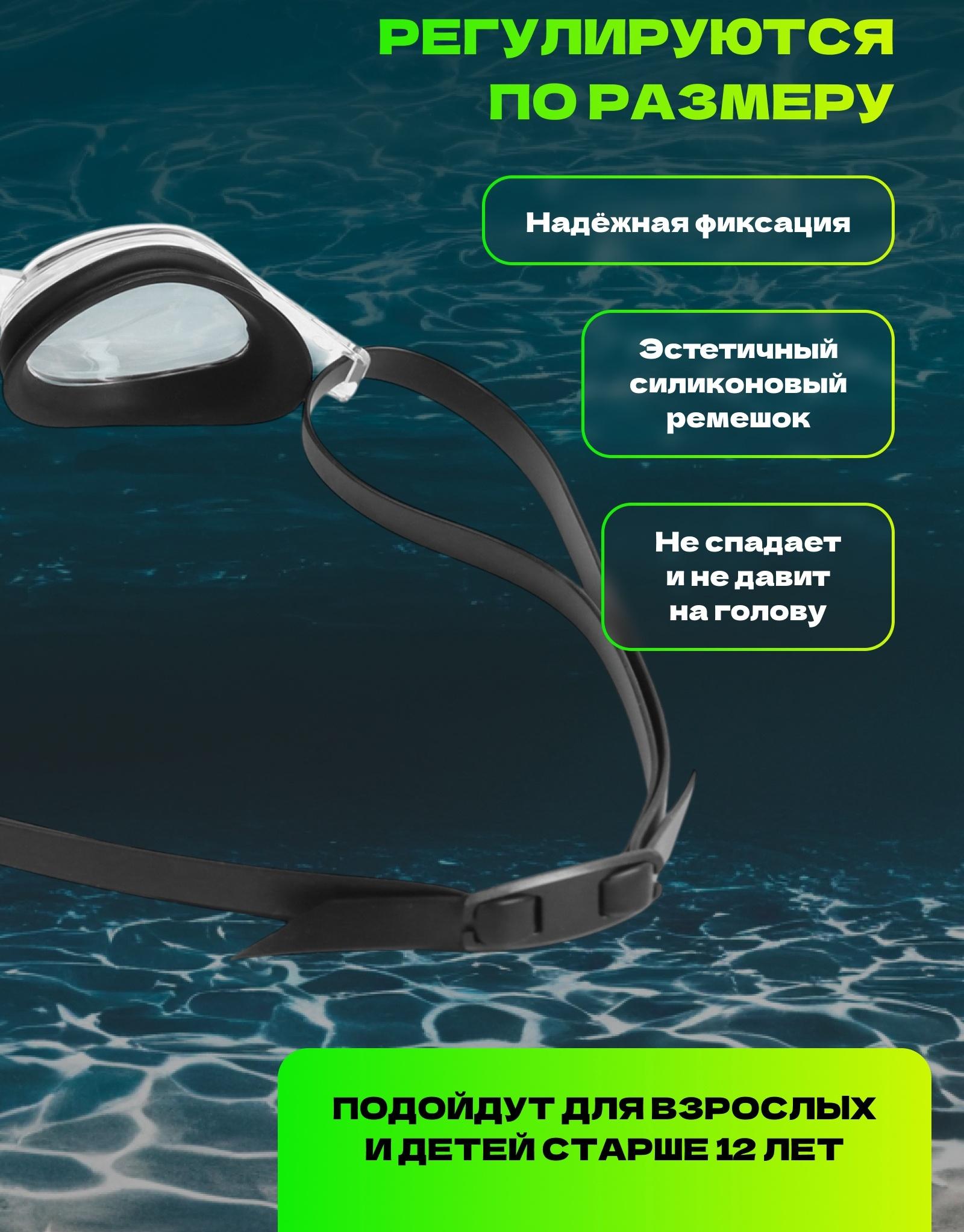 Очки для плавания ONLYTOP, набор носовых перемычек, чёрные