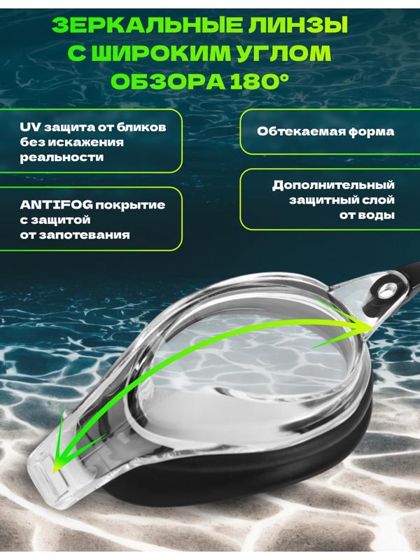 Очки для плавания ONLYTOP, набор носовых перемычек, чёрные