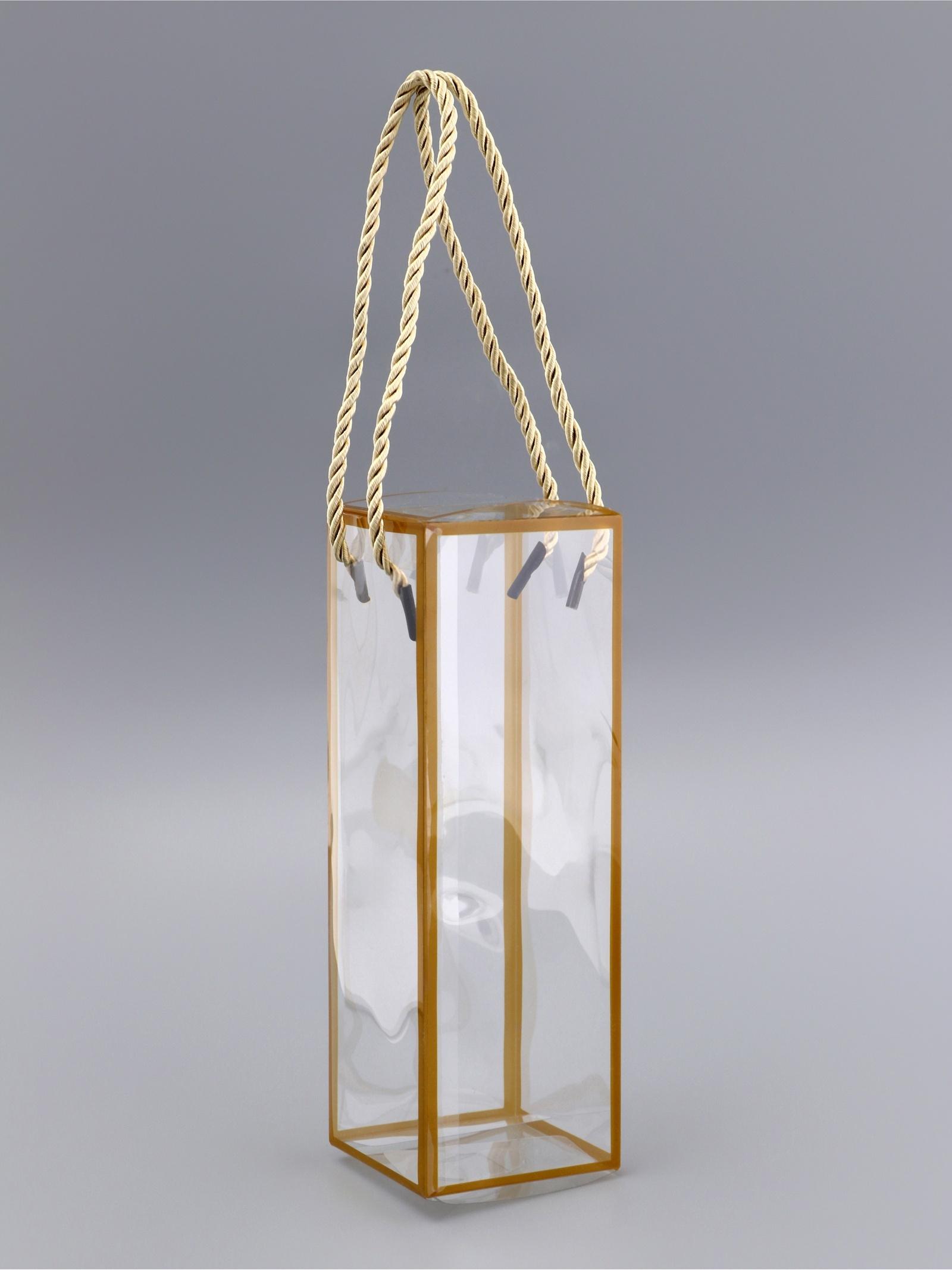 Коробка из PET с ручками, золотая, 7×7×21 см