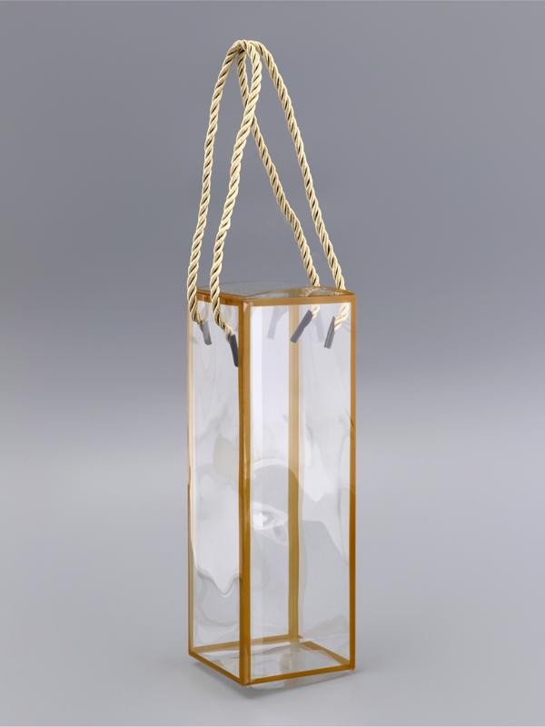 Коробка из PET с ручками, золотая, 7×7×21 см