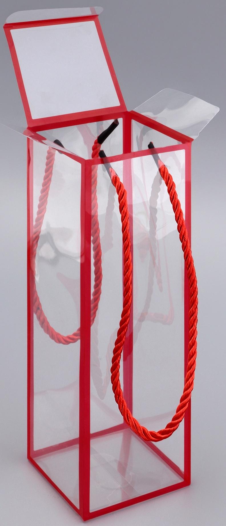 Коробка из PET с ручками, красная, 7×7×21 см