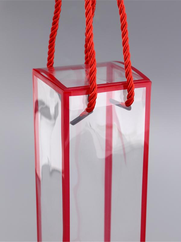 Коробка из PET с ручками, красная, 7×7×21 см