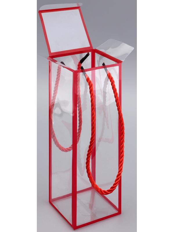 Коробка из PET с ручками, красная, 7×7×21 см