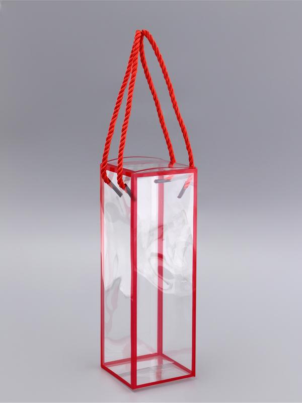 Коробка из PET с ручками, красная, 7×7×21 см