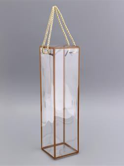 Коробка из PET с ручками, золотая, 9×9×34 см