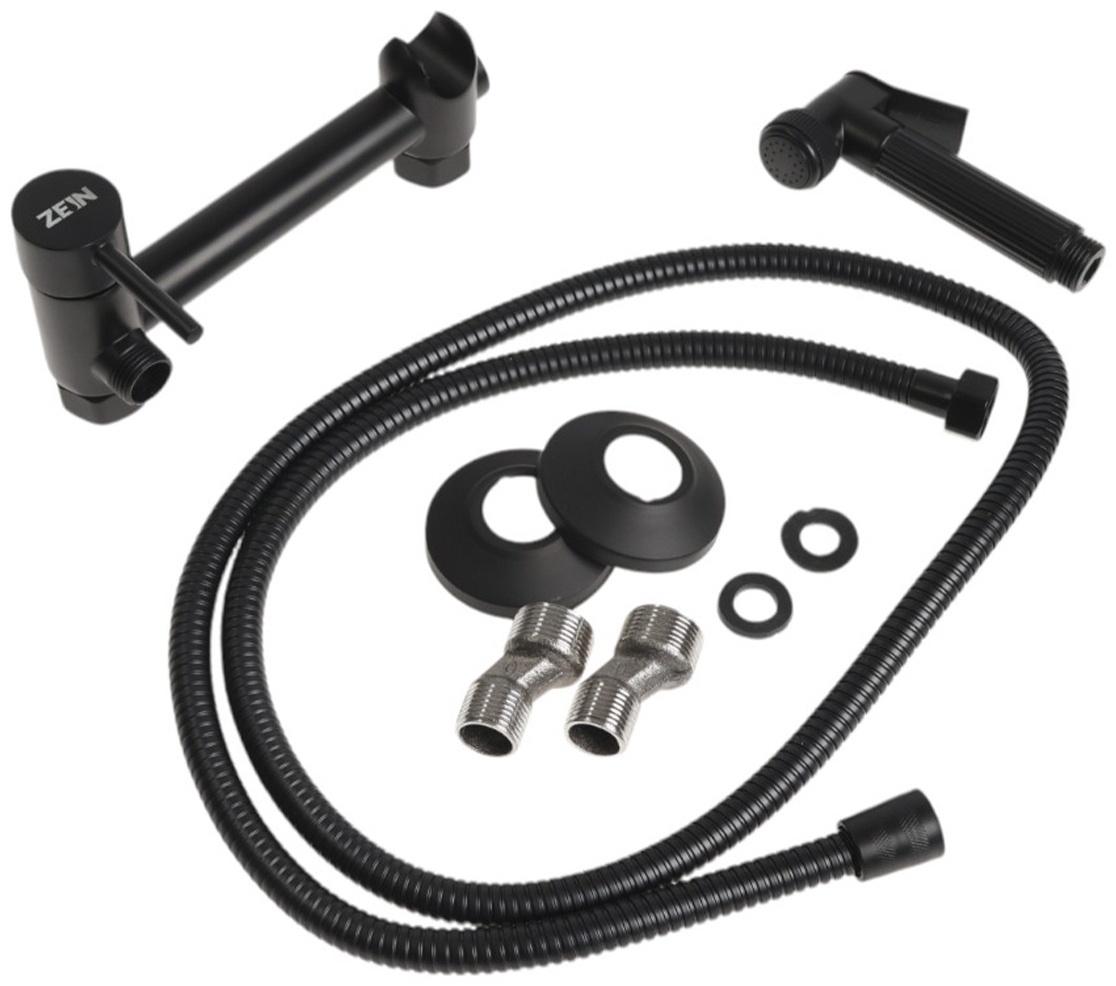 Смеситель для биде ZEIN Z4199, с гигиеническим душем, нерж. сталь, картридж 35 мм, черный