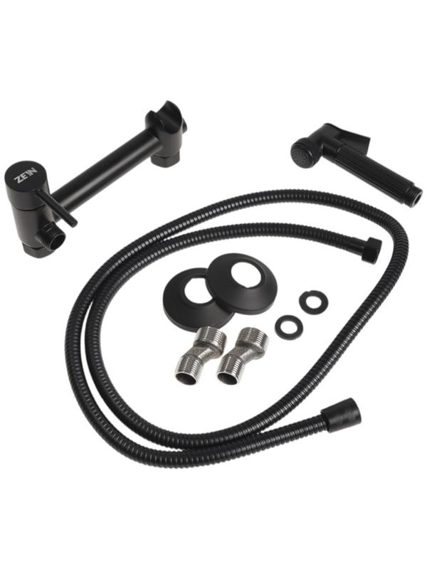 Смеситель для биде ZEIN Z4199, с гигиеническим душем, нерж. сталь, картридж 35 мм, черный