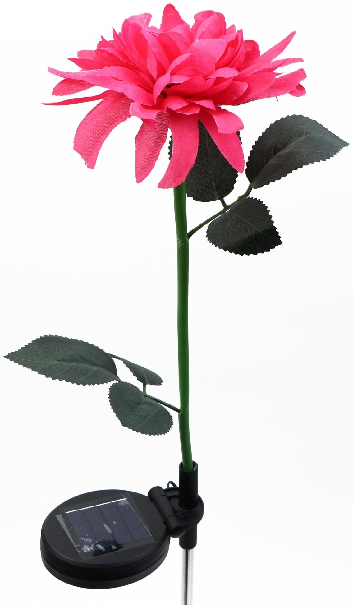 Штекер с подсветкой «Цветок», на солнечной батарее, розовый, 14×9 см/70 см, теплое свечение