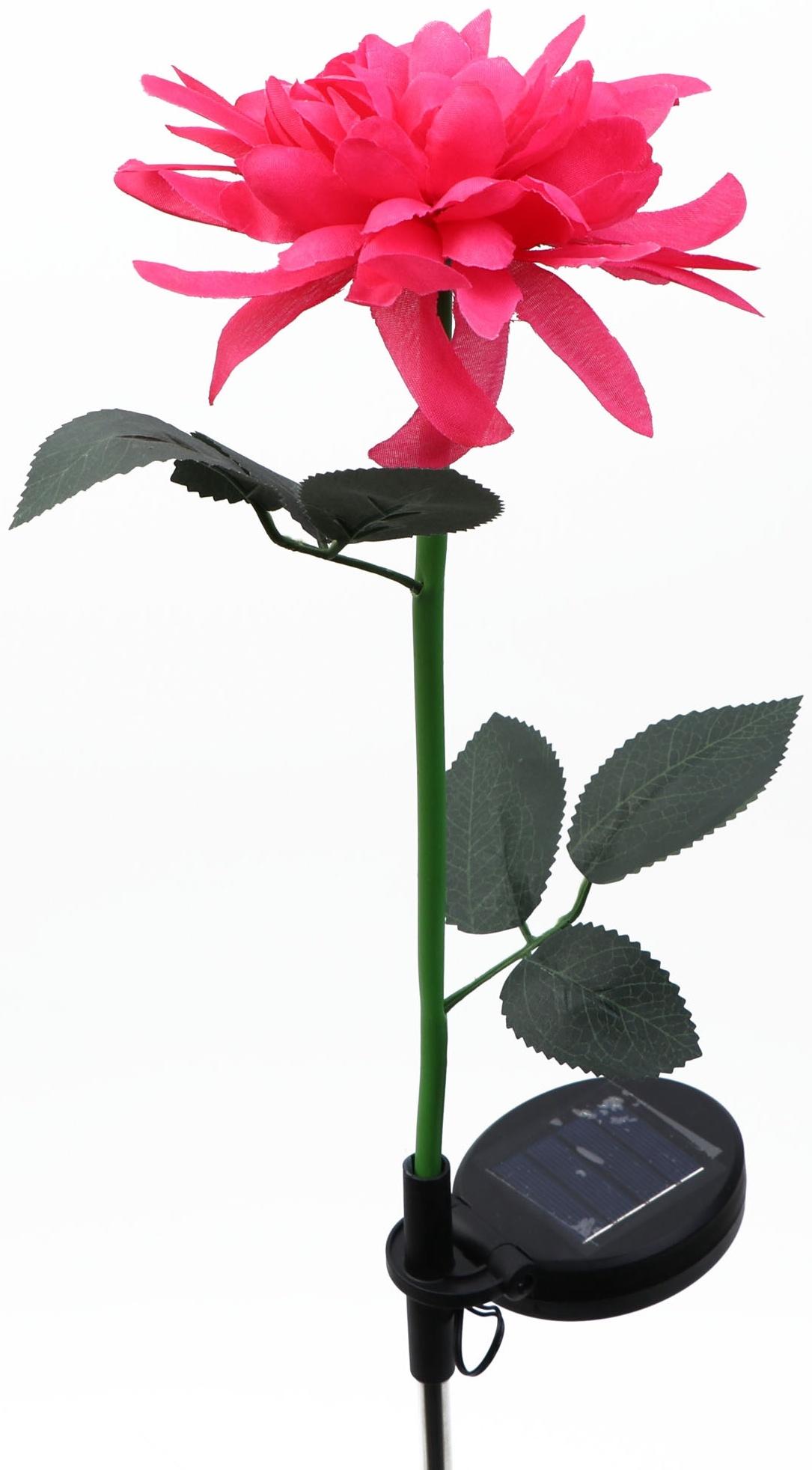 Штекер с подсветкой «Цветок», на солнечной батарее, розовый, 14×9 см/70 см, теплое свечение