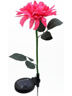 Штекер с подсветкой «Цветок», на солнечной батарее, розовый, 14×9 см/70 см, теплое свечение