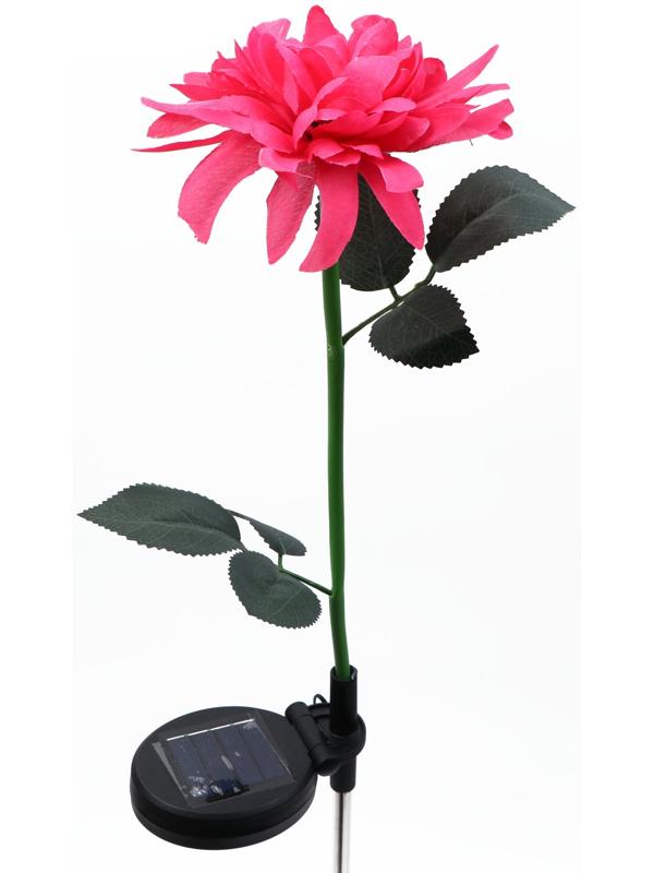 Штекер с подсветкой «Цветок», на солнечной батарее, розовый, 14×9 см/70 см, теплое свечение