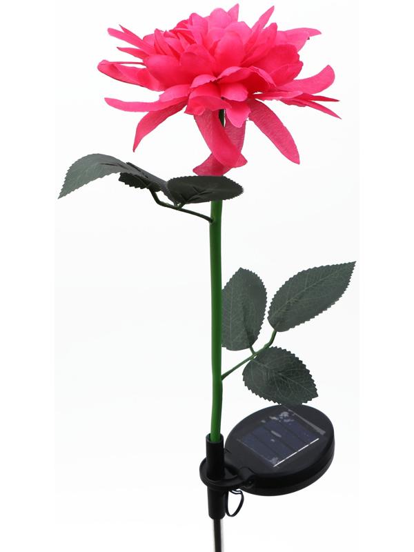 Штекер с подсветкой «Цветок», на солнечной батарее, розовый, 14×9 см/70 см, теплое свечение