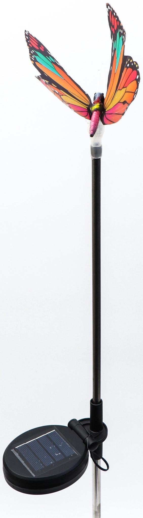 Штекер с подсветкой «Бабочка Адриа», на солнечной батарее, розовая, 12×70 см