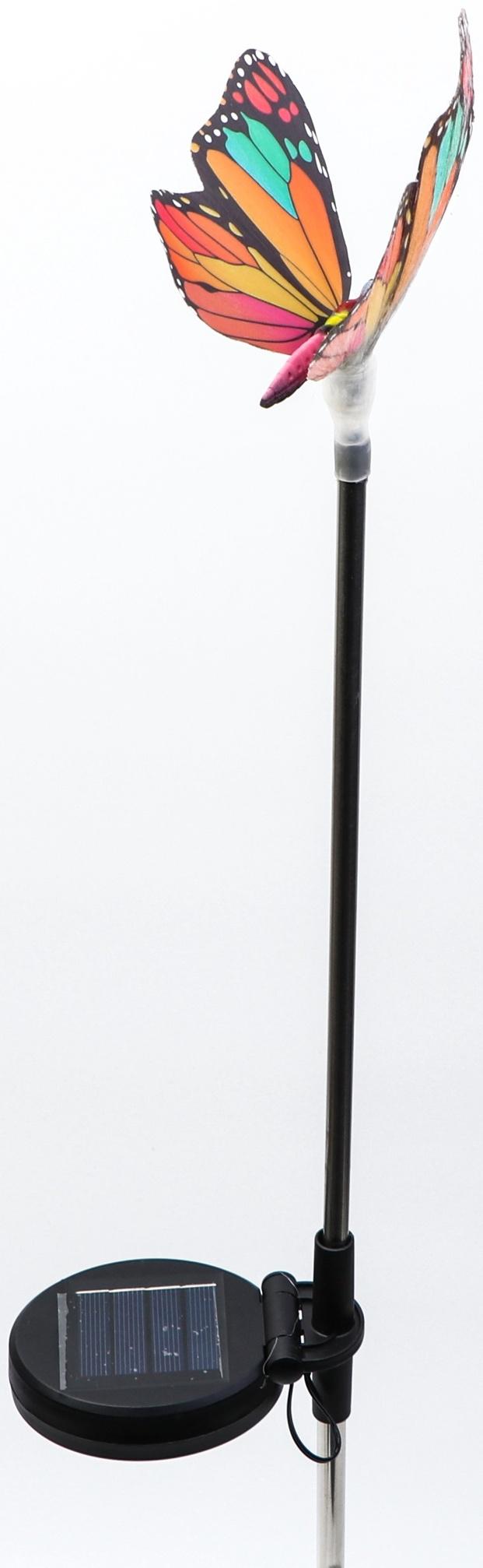 Штекер с подсветкой «Бабочка Адриа», на солнечной батарее, розовая, 12×70 см