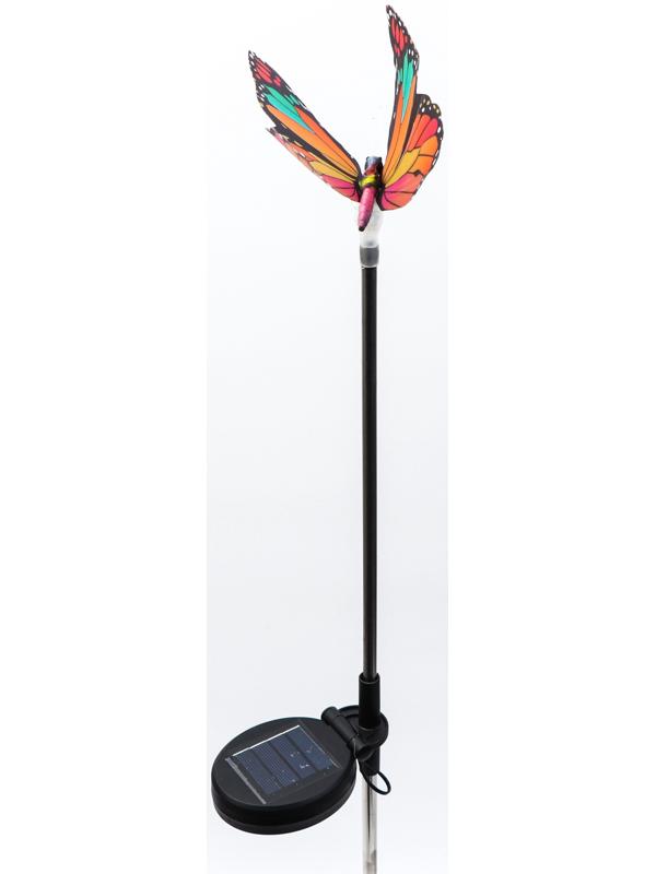 Штекер с подсветкой «Бабочка Адриа», на солнечной батарее, розовая, 12×70 см