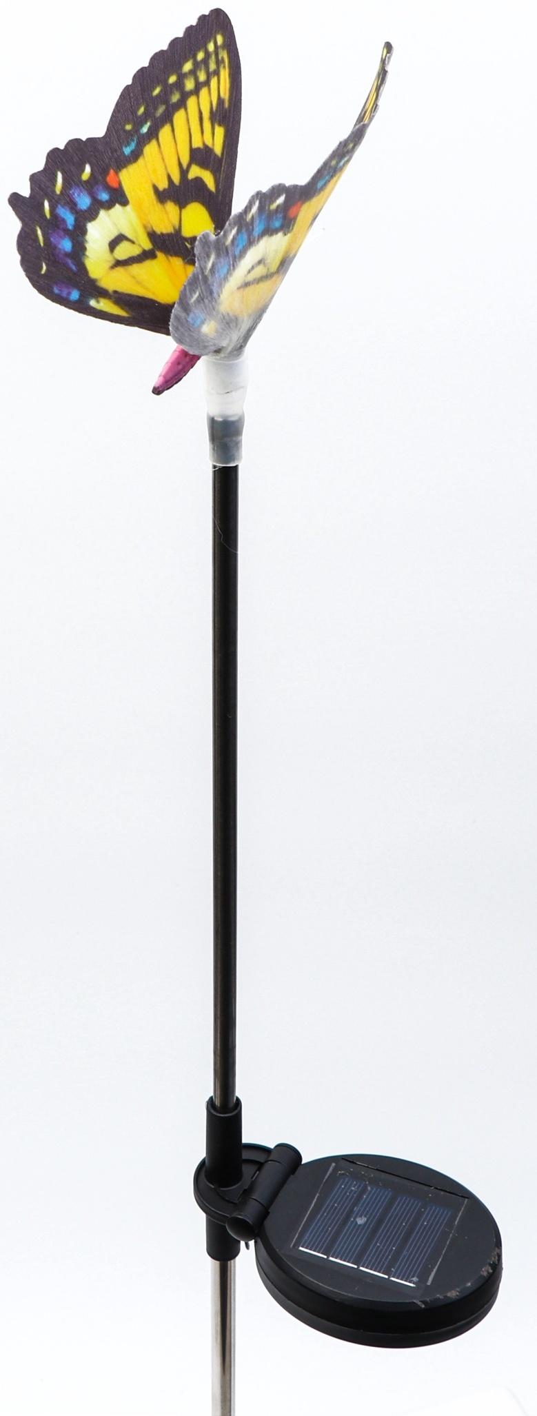 Штекер с подсветкой «Бабочка Адриа», на солнечной батарее, желтая, 12×70 см
