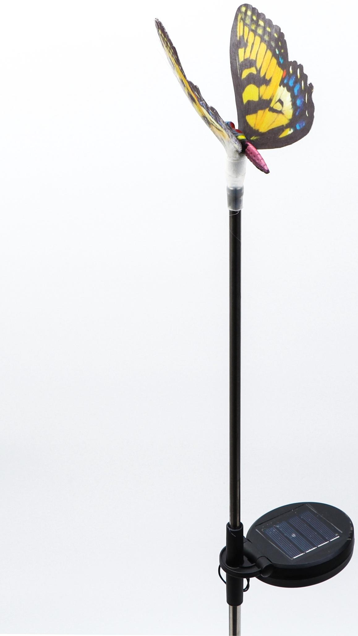 Штекер с подсветкой «Бабочка Адриа», на солнечной батарее, желтая, 12×70 см