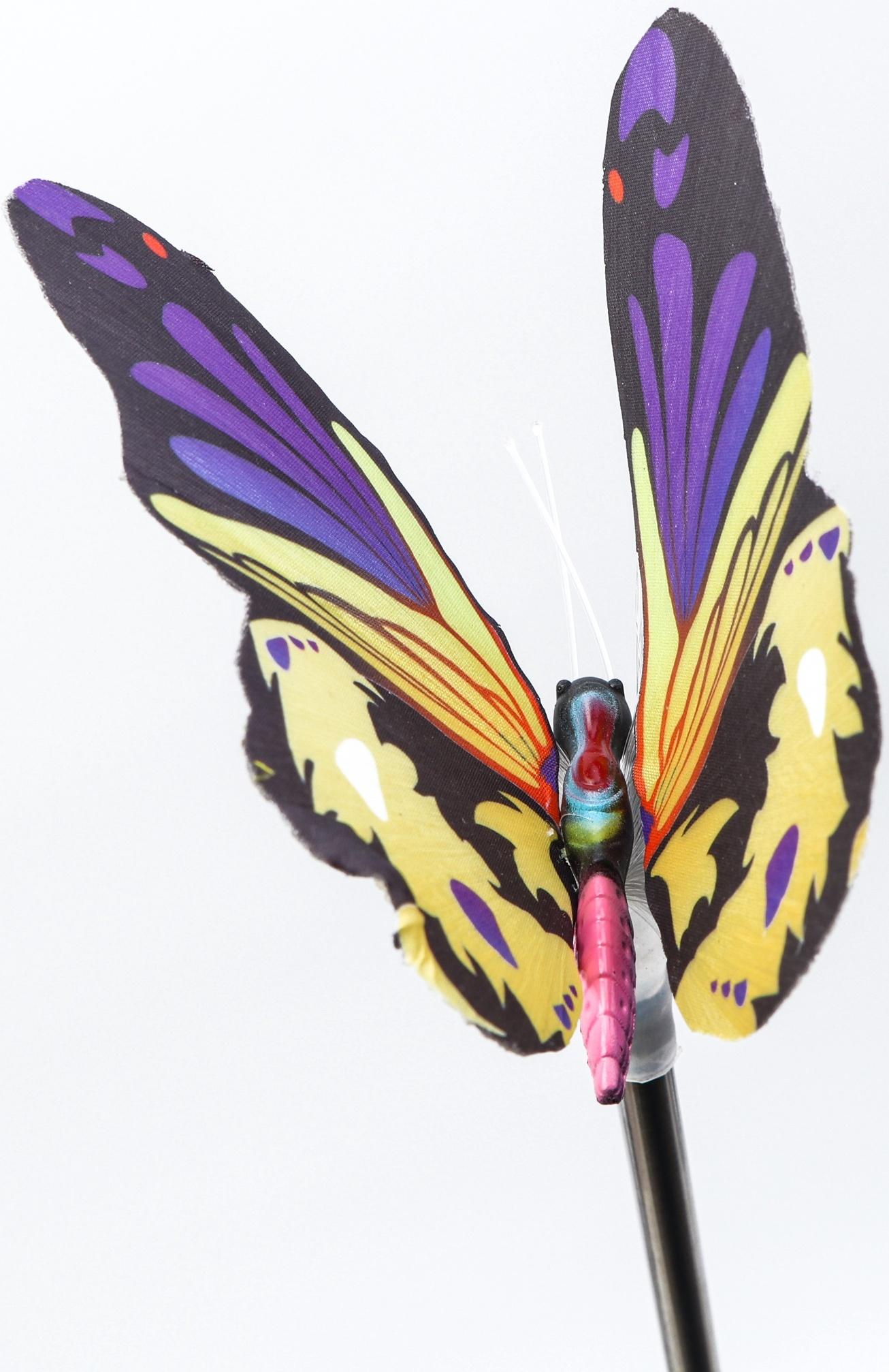 Штекер с подсветкой «Бабочка Адриа», на солнечной батарее, желтая, 12×70 см