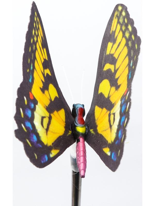 Штекер с подсветкой «Бабочка Адриа», на солнечной батарее, желтая, 12×70 см