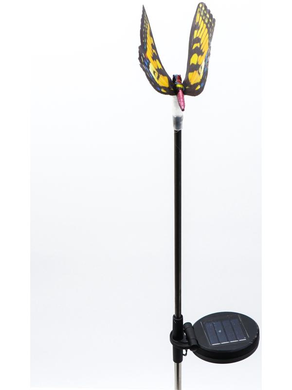 Штекер с подсветкой «Бабочка Адриа», на солнечной батарее, желтая, 12×70 см