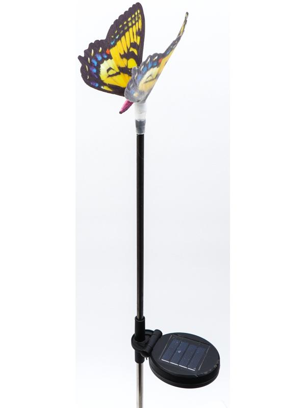 Штекер с подсветкой «Бабочка Адриа», на солнечной батарее, желтая, 12×70 см