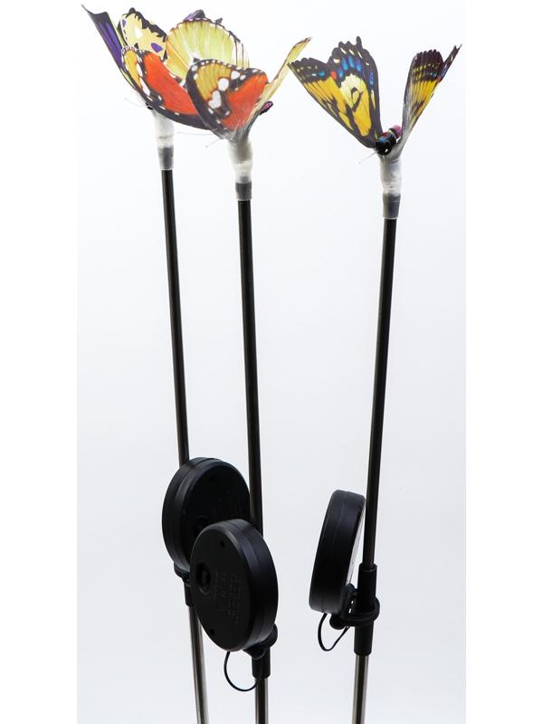 Штекер с подсветкой «Бабочка Адриа», на солнечной батарее, желтая, 12×70 см