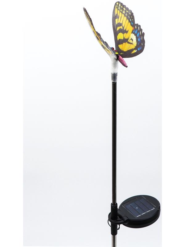 Штекер с подсветкой «Бабочка Адриа», на солнечной батарее, желтая, 12×70 см