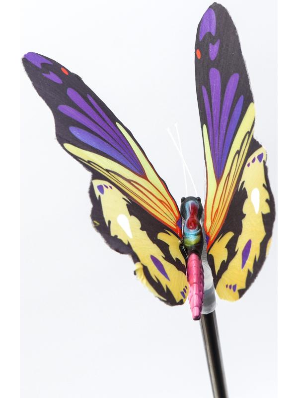 Штекер с подсветкой «Бабочка Адриа», на солнечной батарее, желтая, 12×70 см