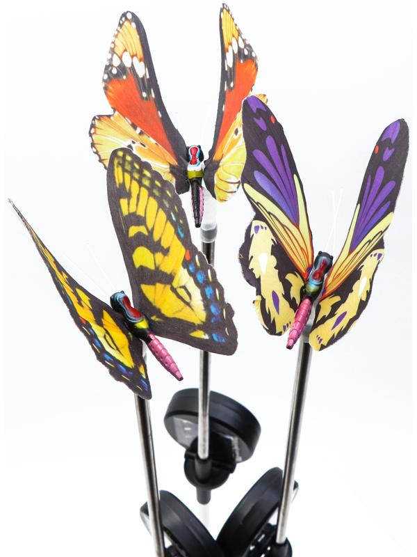 Штекер с подсветкой «Бабочка Адриа», на солнечной батарее, желтая, 12×70 см