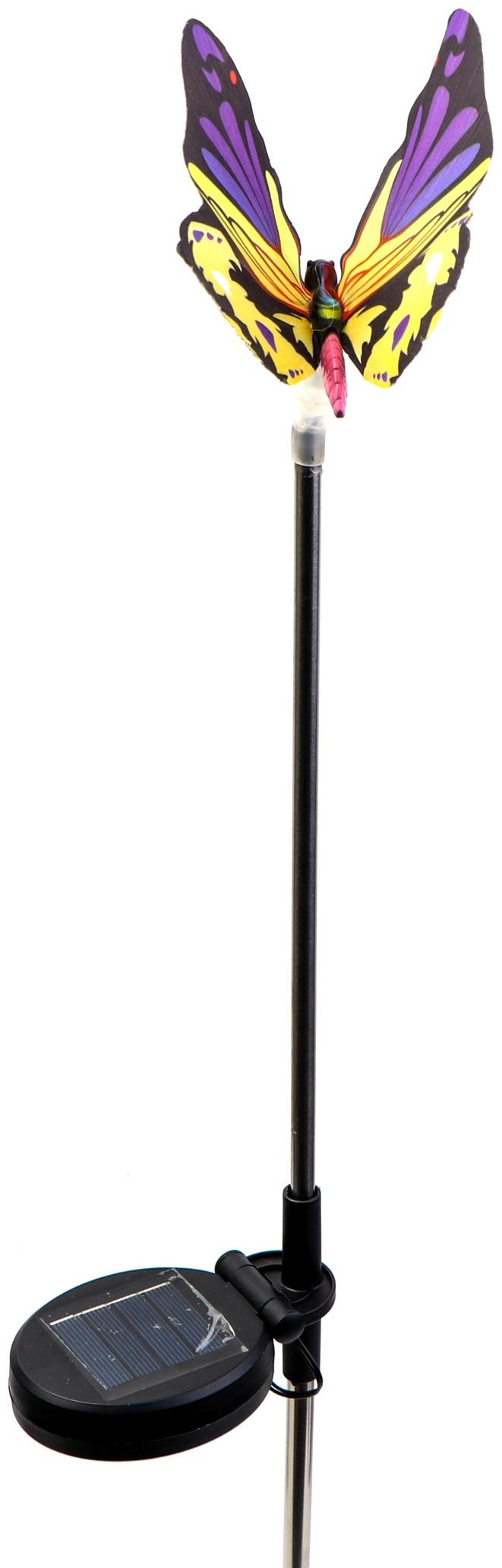 Штекер с подсветкой «Бабочка Адриа», на солнечной батарее, синяя, 12×70 см