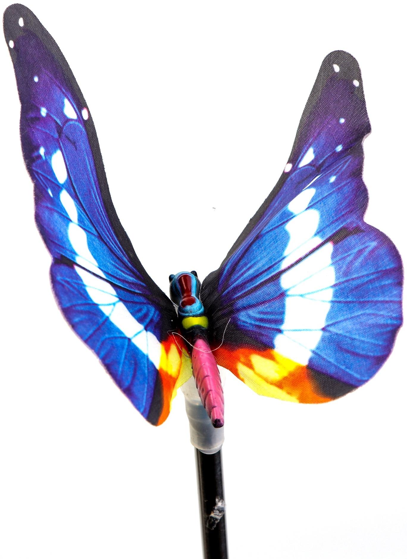 Штекер с подсветкой «Бабочка Адриа», на солнечной батарее, синяя, 12×70 см
