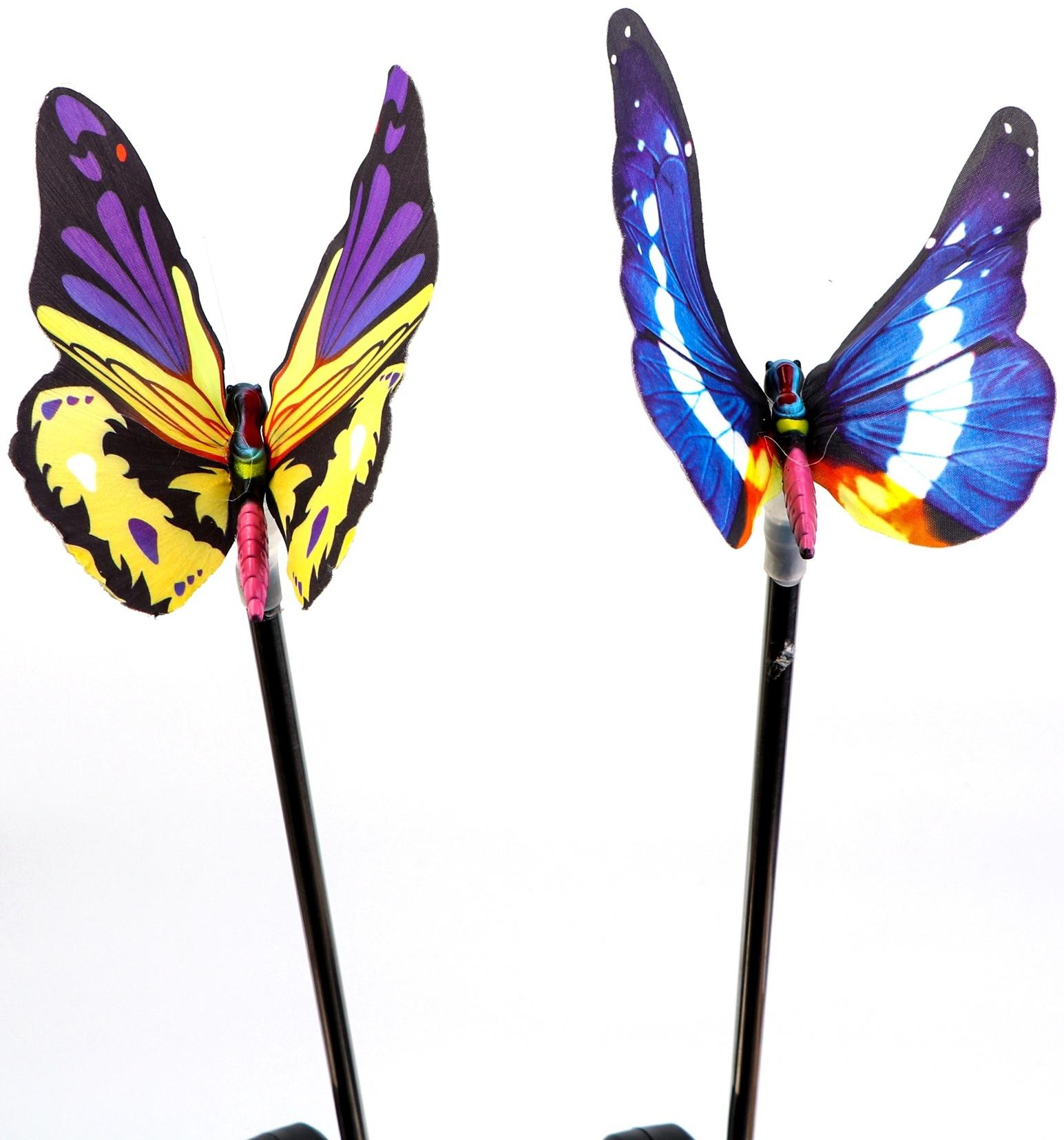 Штекер с подсветкой «Бабочка Адриа», на солнечной батарее, синяя, 12×70 см