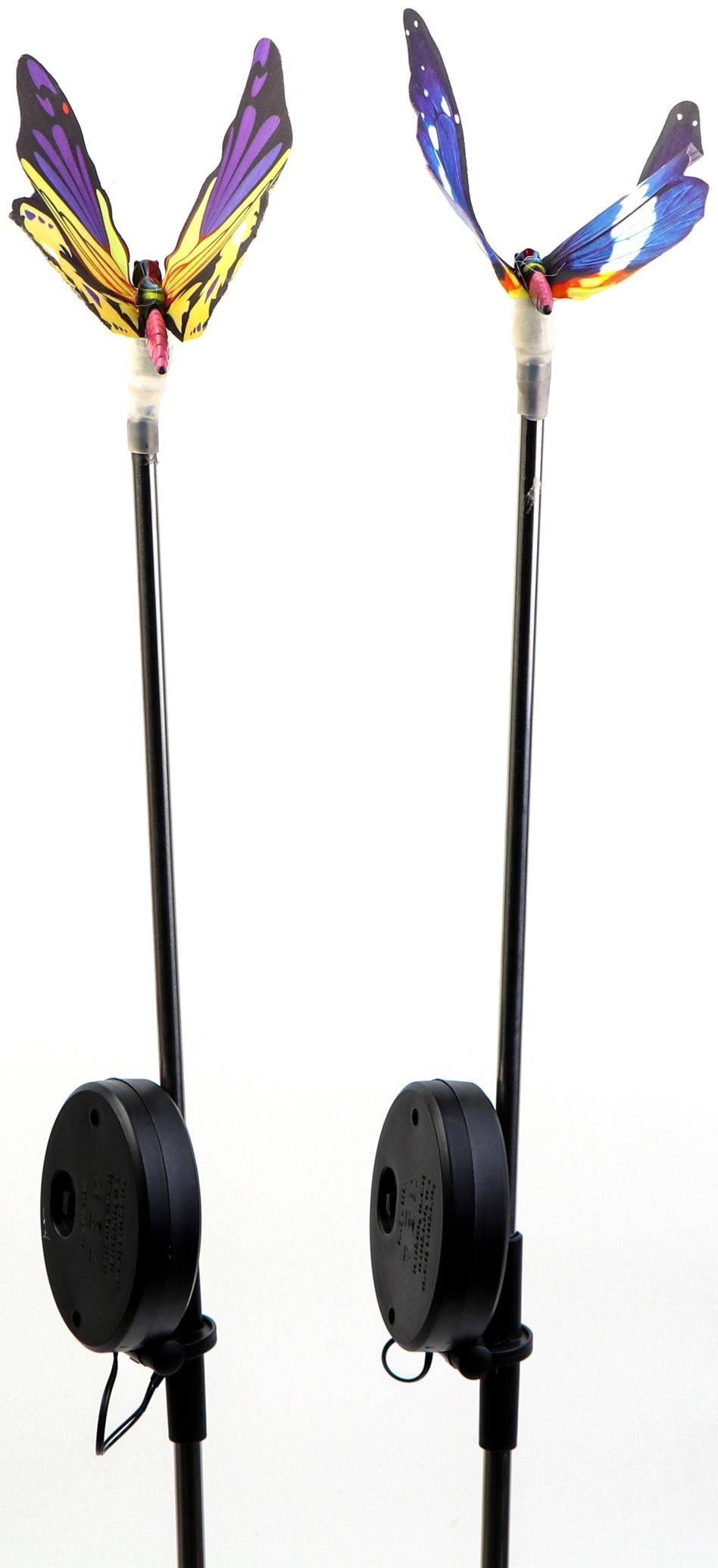 Штекер с подсветкой «Бабочка Адриа», на солнечной батарее, синяя, 12×70 см