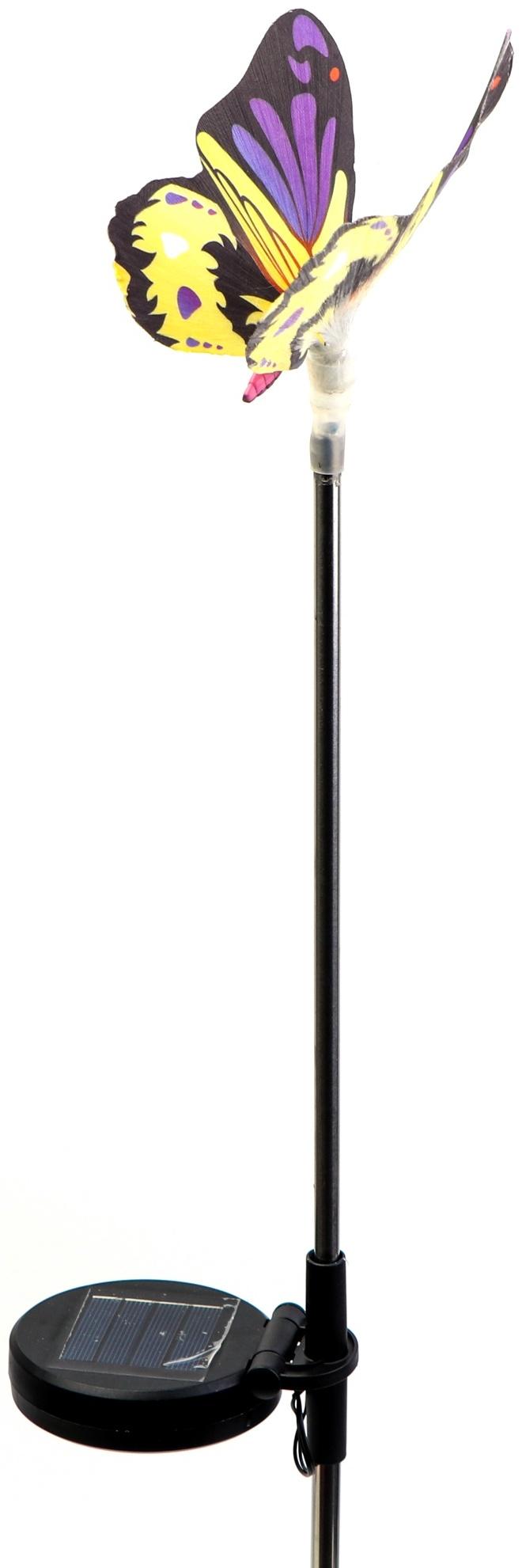 Штекер с подсветкой «Бабочка Адриа», на солнечной батарее, синяя, 12×70 см
