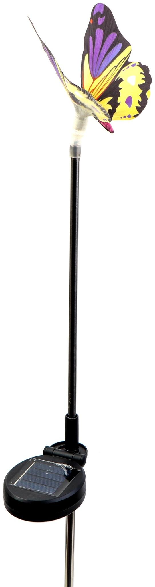 Штекер с подсветкой «Бабочка Адриа», на солнечной батарее, синяя, 12×70 см