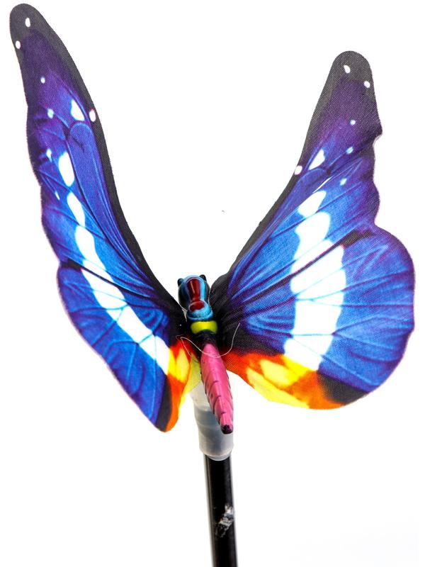 Штекер с подсветкой «Бабочка Адриа», на солнечной батарее, синяя, 12×70 см