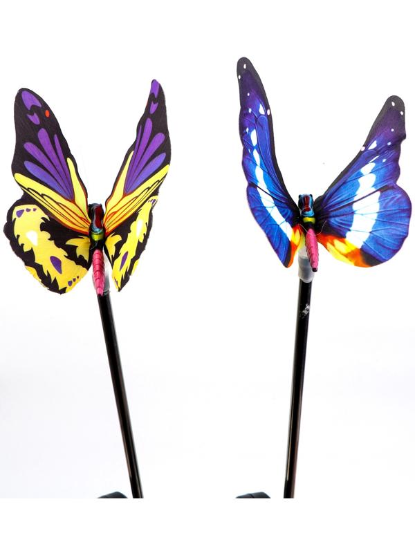 Штекер с подсветкой «Бабочка Адриа», на солнечной батарее, синяя, 12×70 см