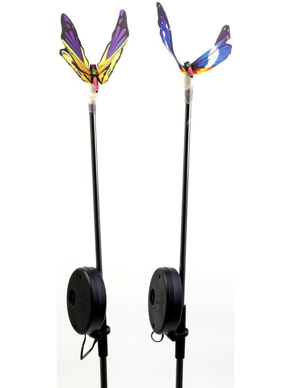 Штекер с подсветкой «Бабочка Адриа», на солнечной батарее, синяя, 12×70 см