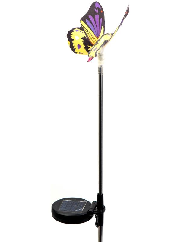 Штекер с подсветкой «Бабочка Адриа», на солнечной батарее, синяя, 12×70 см