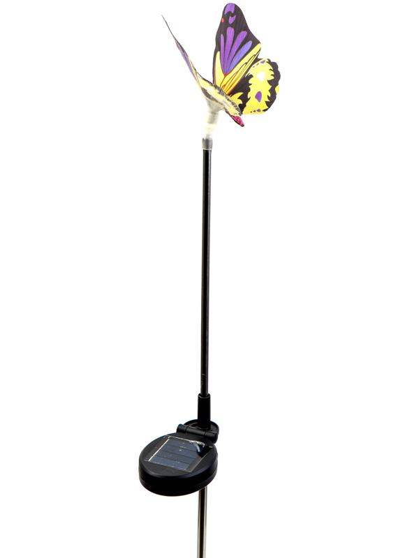 Штекер с подсветкой «Бабочка Адриа», на солнечной батарее, синяя, 12×70 см