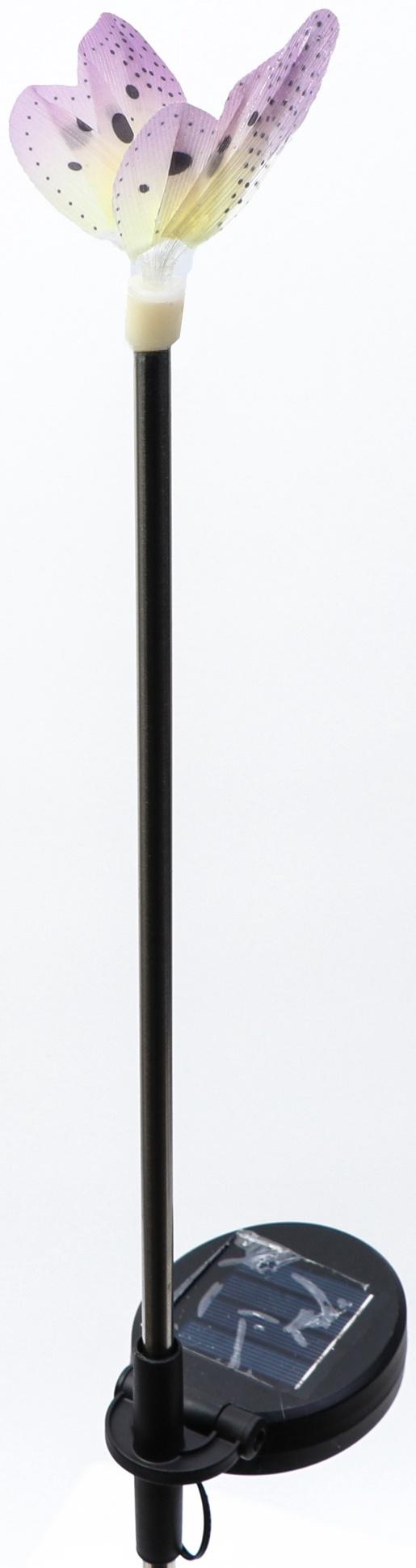 Штекер с подсветкой «Бабочка Клео», на солнечной батарее, фиолетовая, 8×70 см